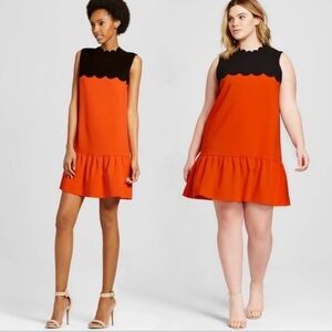 Victoria Beckham x Target | Orange Drop Waist Scallop Dress